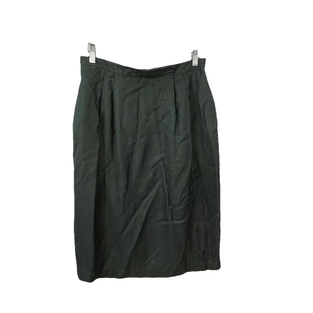 Casual Corner Womens  Vintage‎ 2 PC Rayon Skirt Suit Size 14 Green Beige Plaid